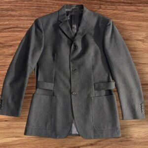 John Varvatos Made in Italy 100% Wool Gray Belted Blazer Sport Coat Jacket ~ 40R